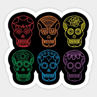 Rainbow Gay Pride Sugar Skulls Sticker